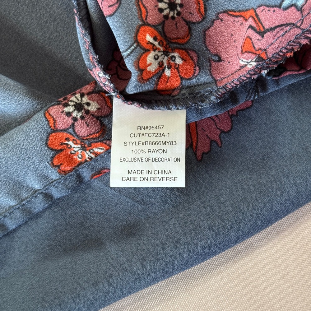 Eyeshadow Blue Gray Floral Lace Trim Tie Neck Peasant Tunic Blouse Top 3X *READ‎ - Picture 7 of 14